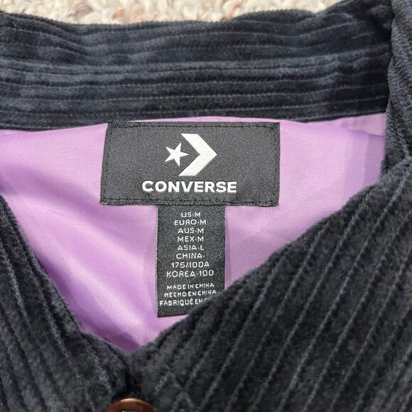 Converse Corduroy Long Sleeve Button Down Shirt Black sz M Shacket - Picture 6 of 6